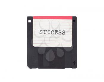Floppy disk, data storage support, isolated on white - Success