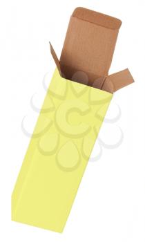 Yellow cardboard box on a white background