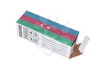 Concept of export, opened paper box - Product of Azerbaijan