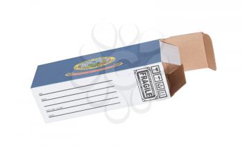 Concept of export, opened paper box - Product of Idaho