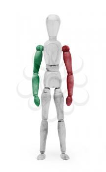 Wood figure mannequin with flag bodypaint on white background - Italy