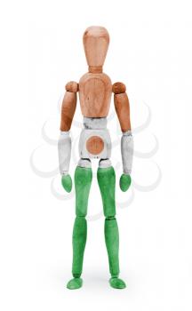 Wood figure mannequin with flag bodypaint on white background - Niger