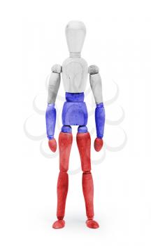 Wood figure mannequin with flag bodypaint on white background - Russia
