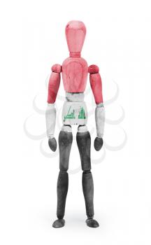 Wood figure mannequin with flag bodypaint on white background - Iraq