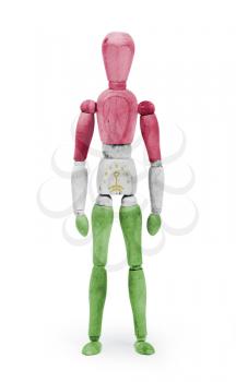 Wood figure mannequin with flag bodypaint on white background - Tajikistan