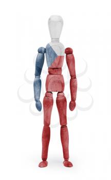 Wood figure mannequin with flag bodypaint on white background - Czech Republic