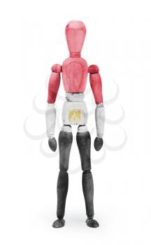 Wood figure mannequin with flag bodypaint on white background - Egypt
