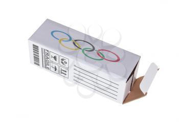 Concept of export, opened paper box - Sport product