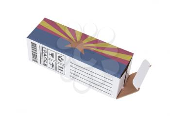 Concept of export, opened paper box - Product of Arizona