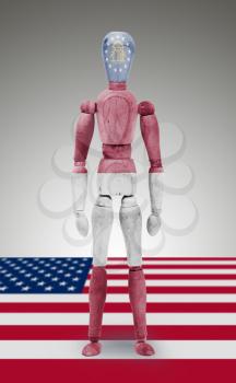 Old wood figure mannequin with US state flag bodypaint - Georgia