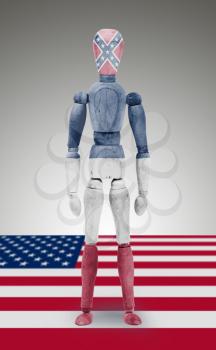 Old wood figure mannequin with US state flag bodypaint - Mississippi