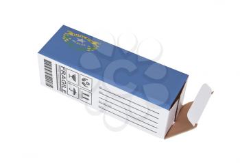 Concept of export, opened paper box - Product of Nevada