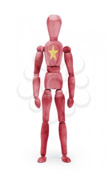 Wood figure mannequin with flag bodypaint on white background - Vietnam