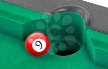 Red snooker ball is going to fall - number 9