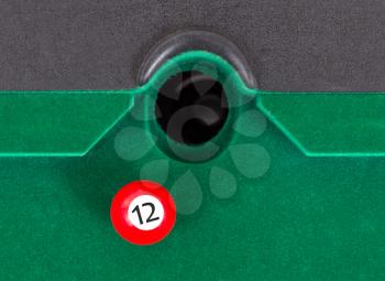 Red snooker ball is going to fall - number 12
