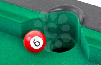 Red snooker ball is going to fall - number 6