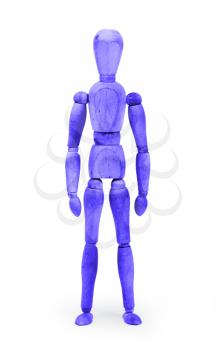 Wood figure mannequin with bodypaint on white background - Blue