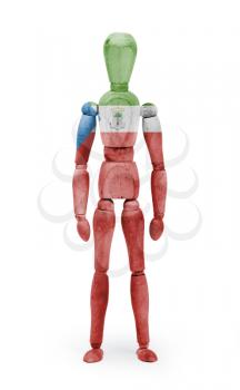 Wood figure mannequin with flag bodypaint on white background - Equatorial Guinea