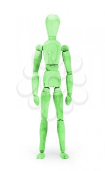 Wood figure mannequin with bodypaint on white background - Green
