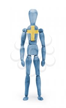 Wood figure mannequin with flag bodypaint on white background - Sweden