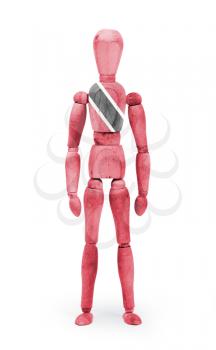 Wood figure mannequin with flag bodypaint on white background - Trinidad and Tobago