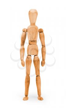 Wood figure mannequin with bodypaint on white background - Orange