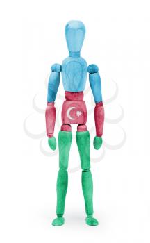 Wood figure mannequin with flag bodypaint on white background - Azerbaijan