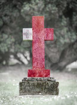 Old weathered gravestone in the cemetery - Malta