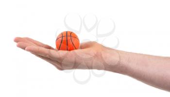 Small toy basketball ball isolated on white background
