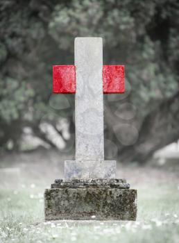 Old weathered gravestone in the cemetery - Peru