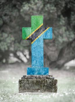 Old weathered gravestone in the cemetery - Tanzania