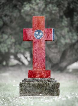 Old weathered gravestone in the cemetery - Tennessee