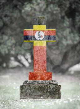 Old weathered gravestone in the cemetery - Uganda