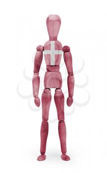 Wood figure mannequin with flag bodypaint on white background - Denmark