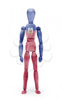 Wood figure mannequin with flag bodypaint on white background - Haiti