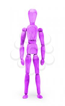 Wood figure mannequin with bodypaint on white background - Purple