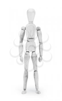 Wood figure mannequin with bodypaint on white background - White