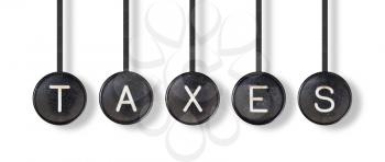 Typewriter buttons, isolated on white background - Taxes
