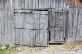 Old door in a wooden shed, Switzerland