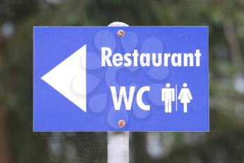 Sign for a restaurant and toilets, Switzerland