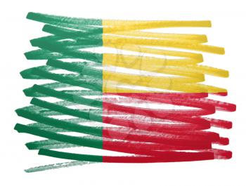 Flag illustration made with pen - Benin