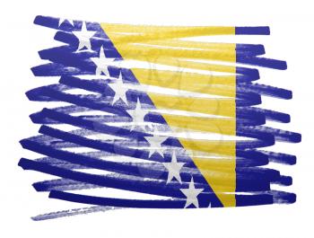 Flag illustration made with pen - Bosnia Herzegovina