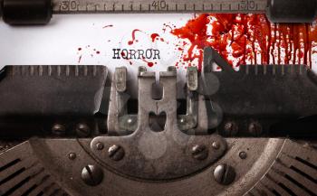 Bloody note - Vintage inscription made by old typewriter, Horror