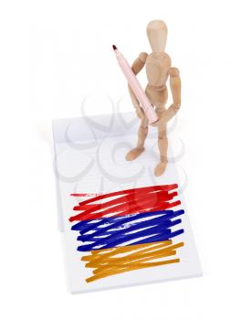 Wooden mannequin made a drawing of a flag - Armenia