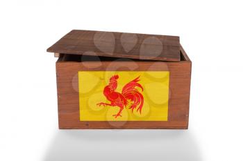 Wooden crate isolated on a white background, product of Wallonia