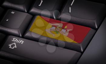 Flag on button keyboard, flag of Sicily