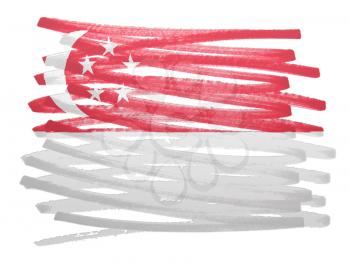 Flag illustration made with pen - Singapore