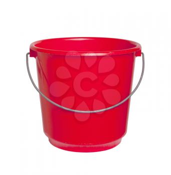 Single red bucket isolated on a white background