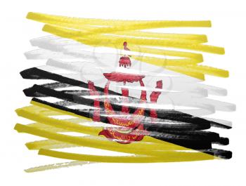 Flag illustration made with pen - Brunei