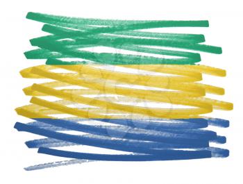 Flag illustration made with pen - Gabon